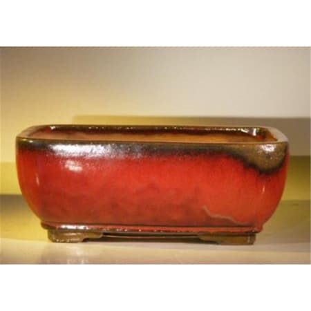 Marco Frio 12 x 9.5 x 4.75 in. Professional Series Parisian Red Ceramic Bonsai Pot, Rectangle MA2192025